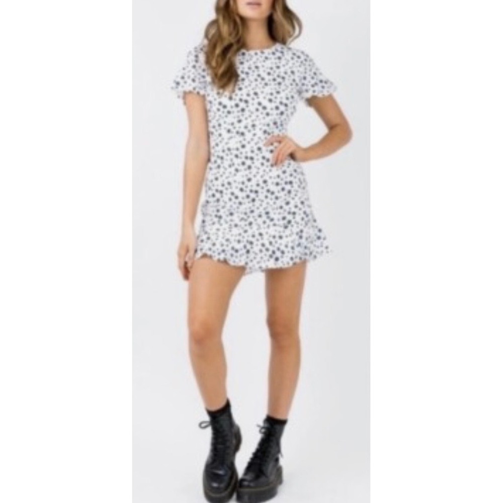 Princess Polly White Navy Nate Floral Brunch Date Night Mini Dress Size 0 US - Picture 4 of 9